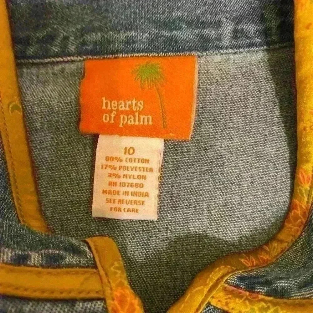 Heart of Palms Women's Size 10 Blue Embroidered Denim Jacket - Picture 6 of 6